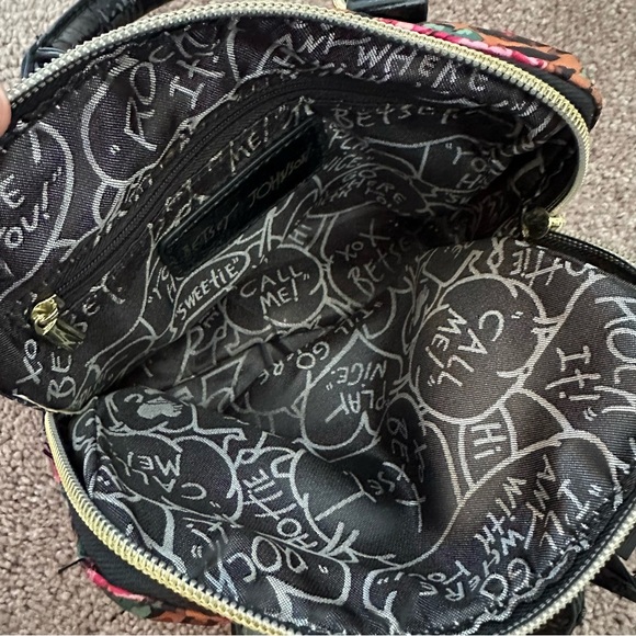 Betsey Johnson Floral Leopard Mini Satchel w/ Bow & Crystal Charm - Picture 7 of 8